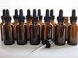 1oz Amber Glass Bottles for Essential Oils with Glass Eye Dropper - Pack of 12
