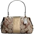 NEW AUTHENTIC COACH SIGNATURE STRIPE ZIP SATCHEL (Khaki/Gold)