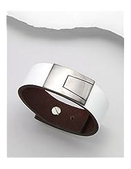 White Leather Bracelet In White Base