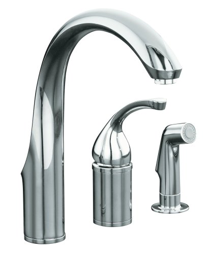 KOHLER K-10430-CP Forte Single Control Remote Valve Kitchen Sink Faucet with Sidespray and Lever Handle, Polished Chrome KOHLER K-10430-CP Forte Single Control Remote Valve Kitchen Sink Faucet with Sidespray and Lever Handle, Polished Chrome