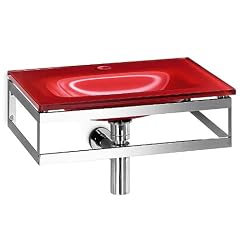 Waschbecken Waschtisch 51x35 Glas rot mit Zubeh�r