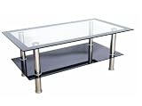 Glass Coffee Table-Liberty Coffee Table clear glass table top with a black border/ black shelf