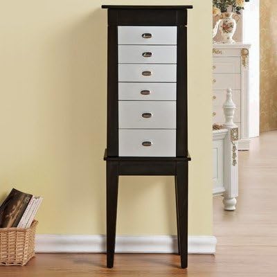 Terence 6 Drawer Jewelry Armoire with Mirror Finish: Silver