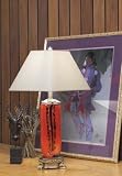 Lite Source Leica Orange Art Glass Table Lamp