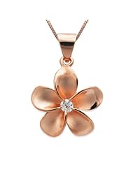 Plumeria Necklace with 14K Rose Gold Finish Chain