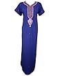Womans Muumuu Kaftan Dress Blue Embroidered Cotton Caftan Maxi Dress Medium