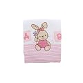 Baby Girl Rabbit Design Embroidered 100% Cotton Pram Blanket