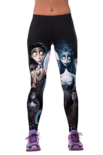 Timemory Womens Corpse Bride Movie Printed Athletic Ankle Tights One Size