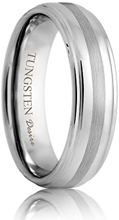 Modesto Raised Tunsten Band with Brushed Stripe