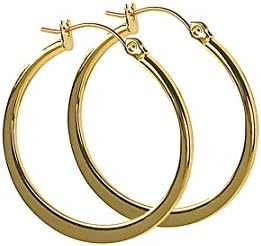 Jody Coyote Earrings gold plated Sol TI194-02 Stainless Steel 25mm hoop