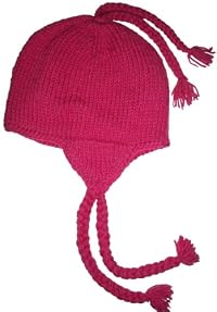 Authentic Soul Wool Ear Flap Hot Pink Crochet Hat. Pink. One Size.