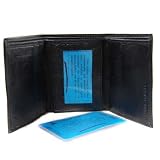 SLEEK BLACK LEATHER TRI-FOLD MEN'S WALLET WITH PHOTO