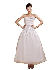 A-line Tulle Ankle Length Sweetheart Lace Natural   Waistline Floral Print  Dress