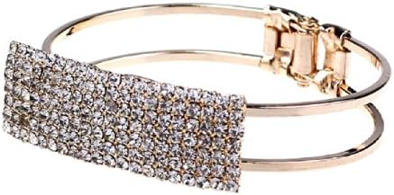 ZPS Fashion Lady Elegant Bangle Wristband Bracelet Crystal Cuff Bling Gift (Gold)