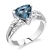 Sterling Silver 2.00 cts Trillion Cut London Blue Topaz Ring Size 6