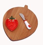 Out of the Woods of Oregon Strawberry Shaped Board with Strawberry Dipping Bowl and Spreader