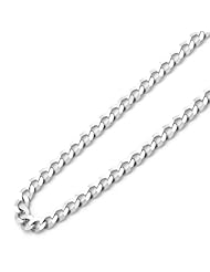 14K White Gold 3mm Curb Concaved Light Chain Necklace 24"