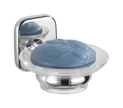 Wenko 17850100 Seifenablage Ribera - Glas, Chrom rostfrei, 11 x 7 x 13.5 cm