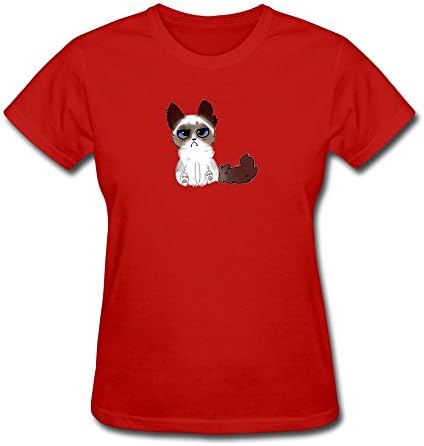 LongRVEA Wo'men's Grumpy Cat T-shirt XX-Large Red