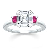 2.00 CT ASSCHER DIAMOND W PRINCESS PINK SAPPHIRE RING