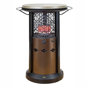Outdoor Leisure Propane Bistro Table Patio Heater, Hammered Bronze Base, Cocoa Brown Table Top, TD101/TD101A