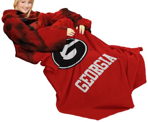 NCAA Georgia Bulldogs Adult Comfy Throw, Officially Licensed Blanket with Sleeves by Northwest, 