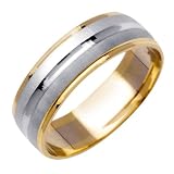Beverly Diamonds White-and-yellow-gold MENS 14K 2-TONE WEDDING BAND RING