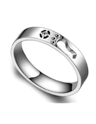 Baby Product: Women Men Silver Plated 316 Stainless Steel Footprint Zircon Love Cz Engagement Lovers Rings,101160 (9) - zhoulu