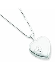 Genuine .925 Sterling Silver 16mm Heart With Diamond Locket 18 2.4 Grams. 100% Satisfaction Guaranteed.