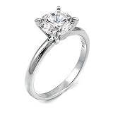 (A3RZ0044) Simple Yet Elegant Traditional Solitaire Engagement Ring,Set in a Round Center Stone,1.50 Carat Total Weight, AAAAA Rated Cubic Zirconia and Fine .925 Sterling Silver, Ring Size-