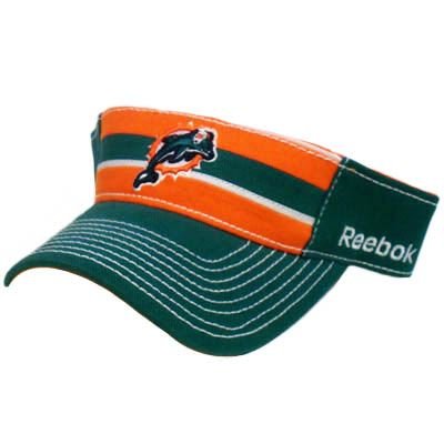 NFL Sideline Miami Dolphins Reebok Visor Hat Cap Teal Orange White Cotton Velcro