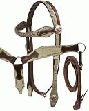 Hair On Hide Gemstone Bridle Breast Strap & Reins Set (S)