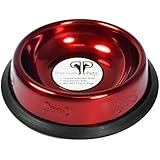 Platinum Pets 1 Cup Embossed Non-Tip Stainless Steel Cat Bowl, Candy Red