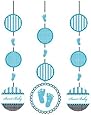 Creative Converting Sweet Baby Feet Blue Hanging Cutout Party Decorations, 3-Count