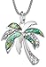 JNX Green Abalone Palm Tree with Filigree Pattern in a Silver-tone Popcorn Chain & Earrings