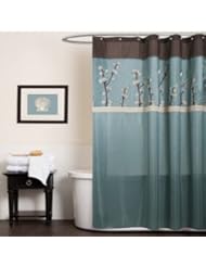 Home: Triangle Home Fashions 19259 Lush Decor Cocoa Flower Shower Curtain, 72 X 72 Inches, Blue/Brown - Triangle Home Fashions
