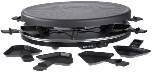 Severin RG 2681 Raclette-Partygrill, schwarz / 8 Pfännchen / 1100 W