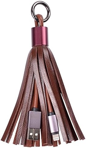 USB Leather Tassel Cable, Retorz 2.4A Portable Micro USB Cable with Leather Tassel, Lighting Charge Sync Cable for iPhone 6S 6 5S 5C 5 SE iPad Air iPod 5th gen and iPod nano 7th gen (Apple, Brown)