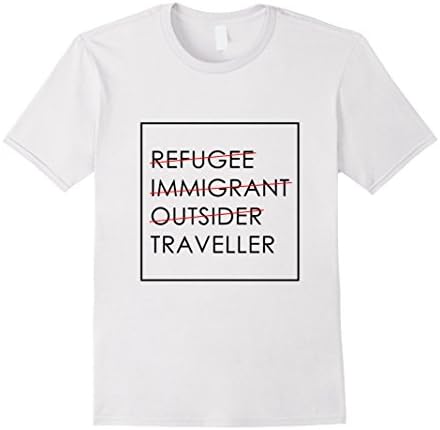 Men's Refugee Immigrant Outsider Traveller T-Shirt Small White