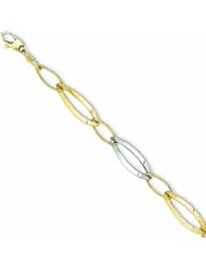 Genuine 14K Two-Tone Polished And Textured Hollow With Ext. Bracelet 7.5 Inches 3 Grams Of Gold 100% Satisfaction Guaranteed.