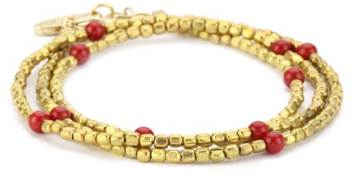 Ettika Tribal Bead Wrap Bracelet with Coral Semi Precious Stones