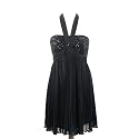 Gina Bacconi Black Ruffled "Pink Label" Dress - Size 14