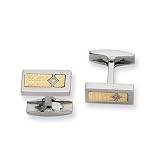 Men's Titanium, 18 Karat Gold And Diamond Cuff Links
