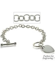 Ladies Sterling Silver Engraveable Heart Charm Bracelet