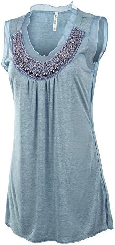 Women Sleeveless, Light Weigh, Long Knit Top, Powder Blue Large