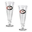 Kansas City Chiefs NFL 2pc Pilsner Glass Set with Football on stem - Oval Logo by Great American Products