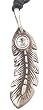 White Stone Indian Style Feather Pewter Necklace