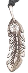 White Stone Southwestern Style Feather Pewter Necklace