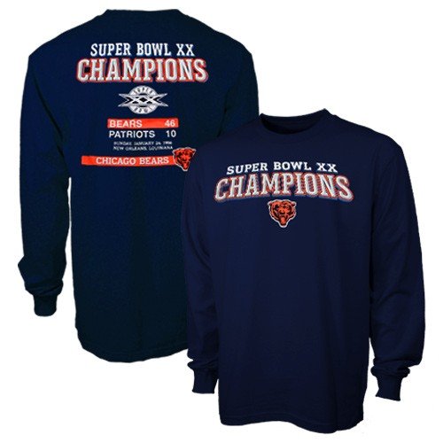 Buy Reebok Chicago Bears Navy Blue Super Bowl XX Champions Long Sleeve T-shirt by Reebok