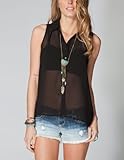 FULL TILT Essential Button Front Chiffon Womens Shirt